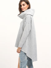 Cowl Neck Dip Hem Loose Sweatshirt