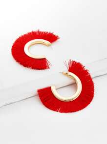 Fringe Detail Fan Shaped Stud Earrings