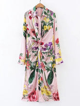 Knot Detail Flower Print Shirt Dress