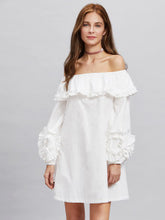 Self Tie Shirred Frill Detail Bardot Dress