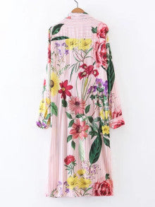 Knot Detail Flower Print Shirt Dress