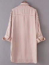 Vertical Striped High Low Shirt Dress