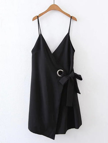 Double V Neck Ring Detail Cami Dress
